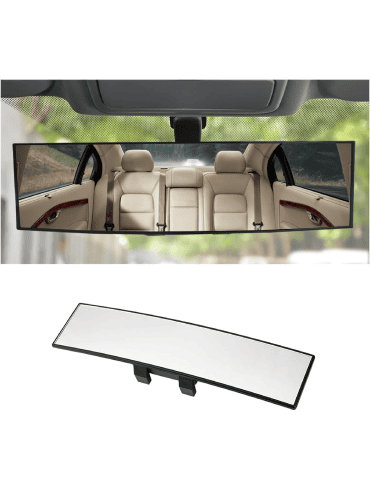 Car Panoramic Rear View Mirror, Clip-On Interior Rearview Mirror, Wide Angle Blind Spot Mirror, Anti-Glare HD Large Vision Safety Mirror for Cars, SUVs, Trucks & Vans