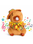 Musical Talking Capybara Plush Toy, Interactive Dancing Stuffed Animal with 10 English Songs, Recording & Talk-Back Feature, Soft Capybara Toy with Beach Hat & Maracas (25cm)